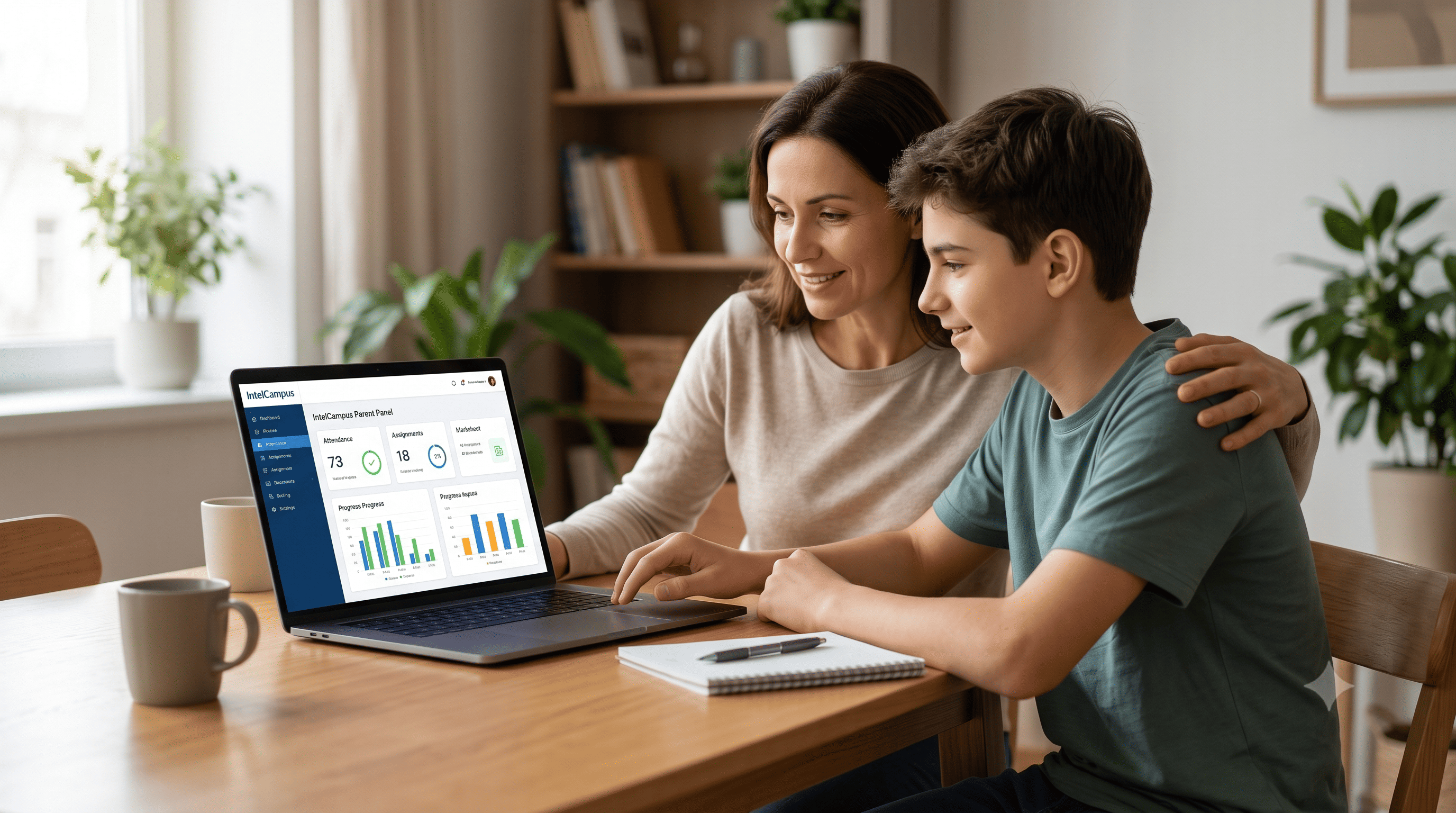 Parent tracking their child's academic performance online via IntelCampus